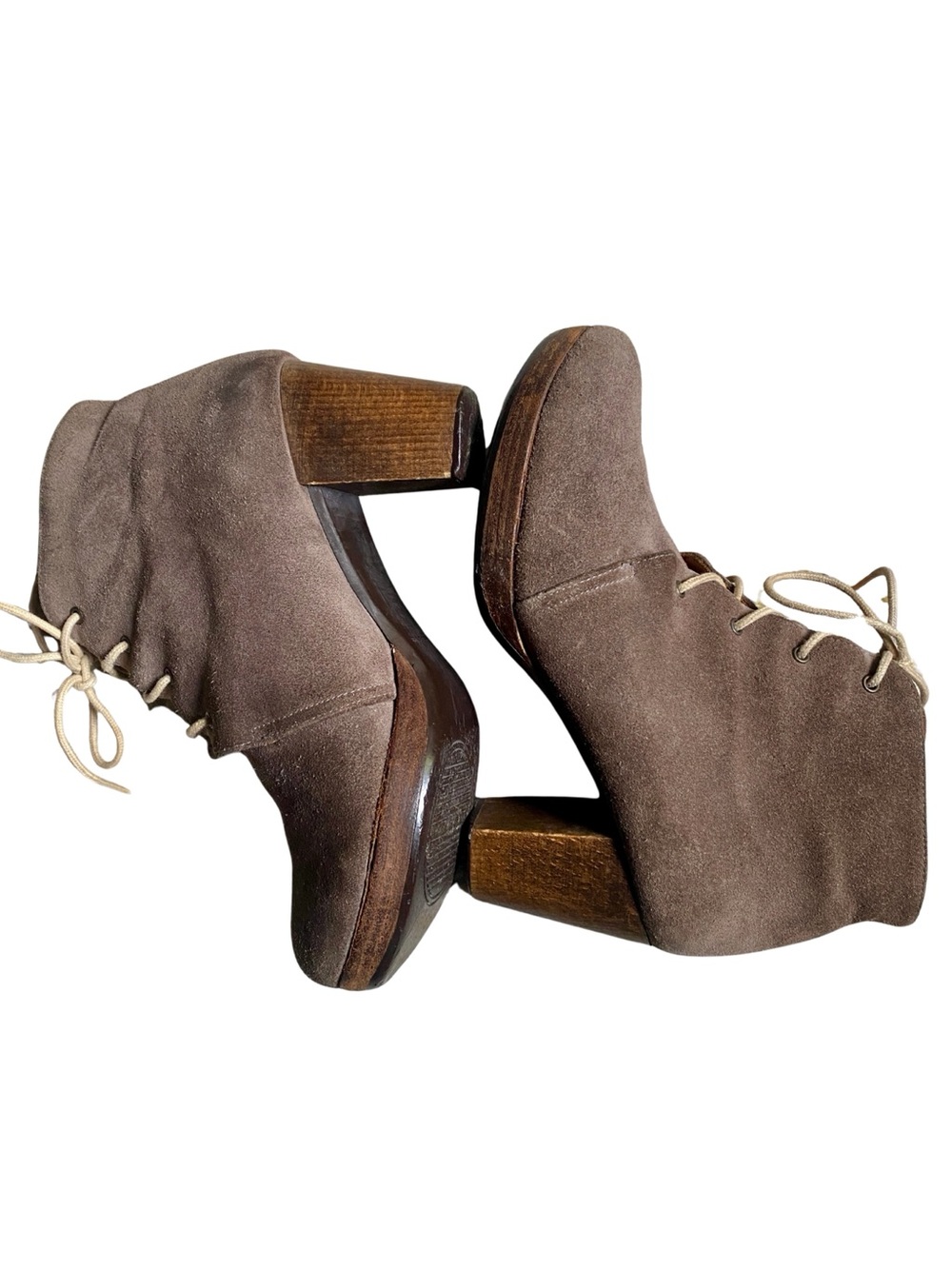 Chie Mihara Lace-up Suede Taupe Ankle Boots - Sz 38.5